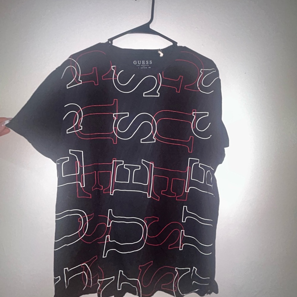 GUESS Black and Red Logo Tee